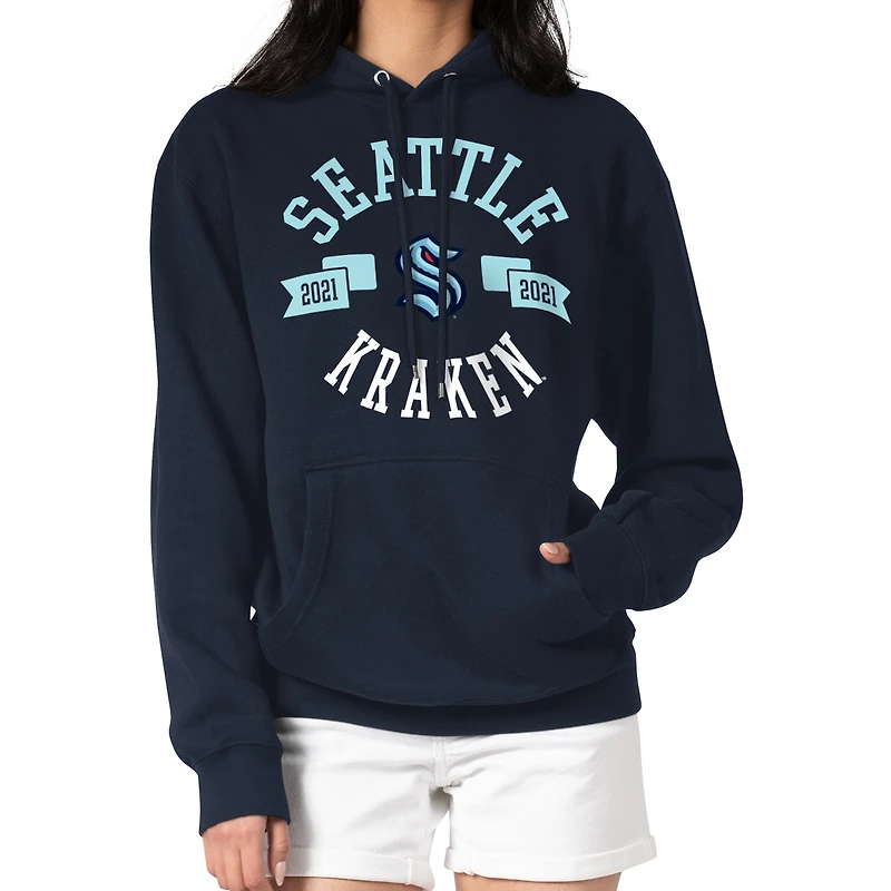 Women's G-III 4Her by Carl Banks Navy Seattle Kraken City Graphic Fleece Pullover Hoodie