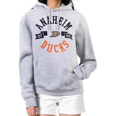 Women's G-III 4Her by Carl Banks Heather Gray Anaheim Ducks City Graphic Fleece Pullover Hoodie