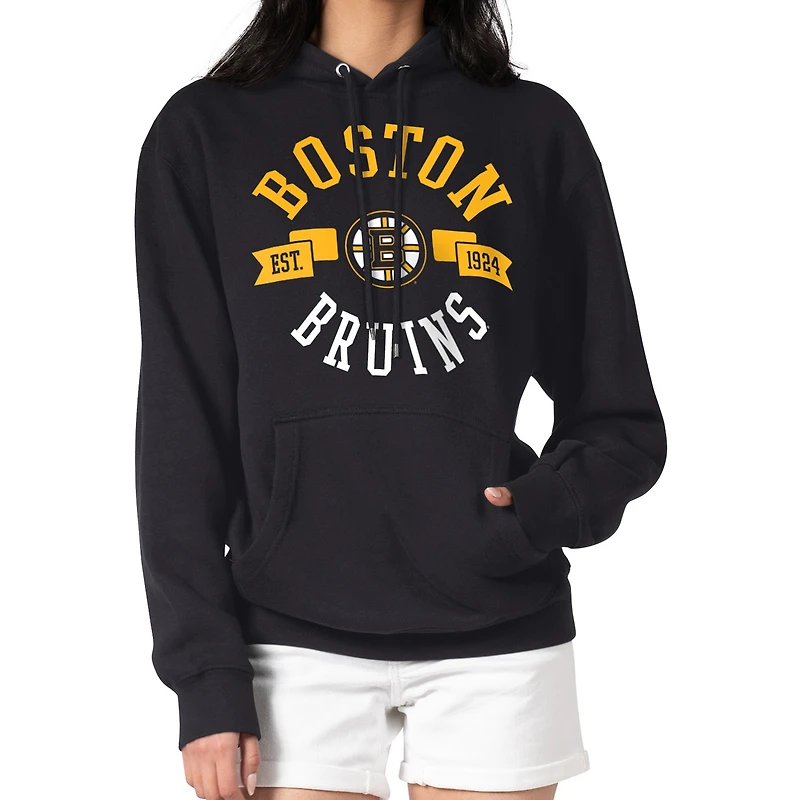 Women's G-III 4Her by Carl Banks Black Boston Bruins City Graphic Fleece Pullover Hoodie