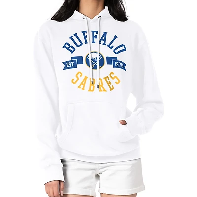 Women's G-III 4Her by Carl Banks White Buffalo Sabres City Graphic Fleece Pullover Hoodie