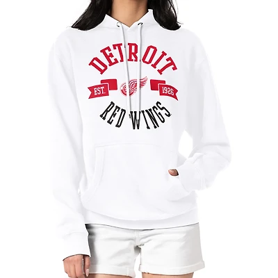 Women's G-III 4Her by Carl Banks White Detroit Red Wings City Graphic Fleece Pullover Hoodie