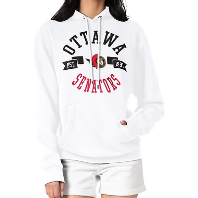 Women's G-III 4Her by Carl Banks White Ottawa Senators City Graphic Fleece Pullover Hoodie