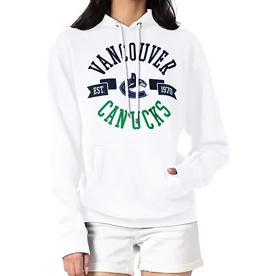 Women's G-III 4Her by Carl Banks White Vancouver Canucks City Graphic Fleece Pullover Hoodie
