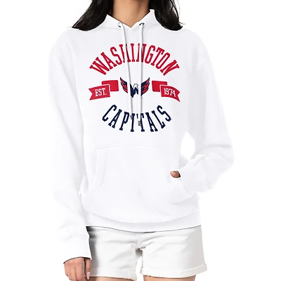 Women's G-III 4Her by Carl Banks White Washington Capitals City Graphic Fleece Pullover Hoodie