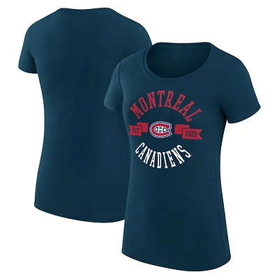 Women's G-III 4Her by Carl Banks Navy Montreal Canadiens Super-Slim Fit Lightweight City Graphic Sport Crewneck T-Shirt
