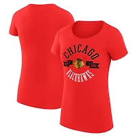 Women's G-III 4Her by Carl Banks Red Chicago Blackhawks Super-Slim Fit Lightweight City Graphic Sport Crewneck T-Shirt