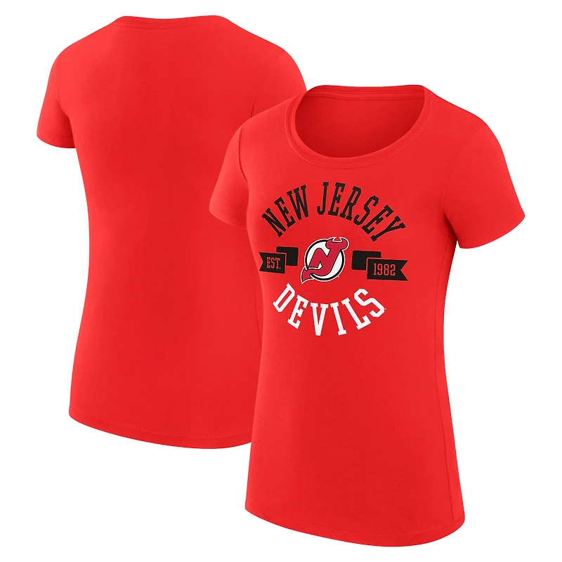 Women's G-III 4Her by Carl Banks Red New Jersey Devils Super-Slim Fit Lightweight City Graphic Sport Crewneck T-Shirt