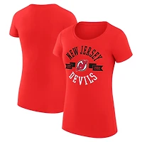 Women's G-III 4Her by Carl Banks Red New Jersey Devils Super-Slim Fit Lightweight City Graphic Sport Crewneck T-Shirt