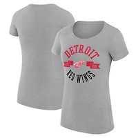 Women's G-III 4Her by Carl Banks Heather Gray Detroit Red Wings Super-Slim Fit Lightweight City Graphic Sport Crewneck T-Shirt