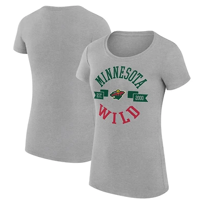 Women's G-III 4Her by Carl Banks Heather Gray Minnesota Wild Super-Slim Fit Lightweight City Graphic Sport Crewneck T-Shirt