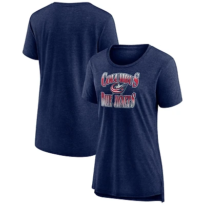 Women's Navy Columbus Blue Jackets Crash the Net Tri-Blend T-Shirt