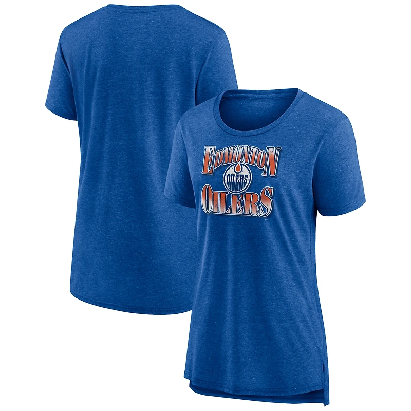 Women's Royal Edmonton Oilers Crash the Net Tri-Blend T-Shirt