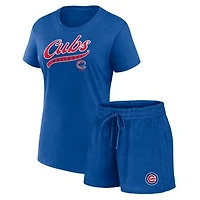 Women's Fanatics Royal Chicago Cubs Start to Finish T-Shirt & Shorts Combo Pack