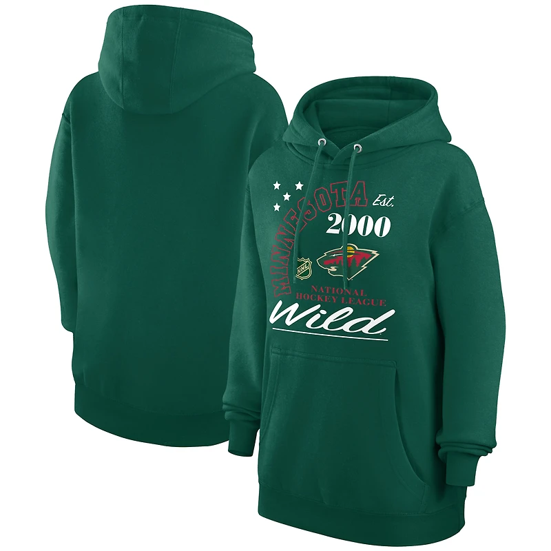 Men's Starter Hunter Green Minnesota Wild Arch City Team Graphic Fleece Pullover Hoodie