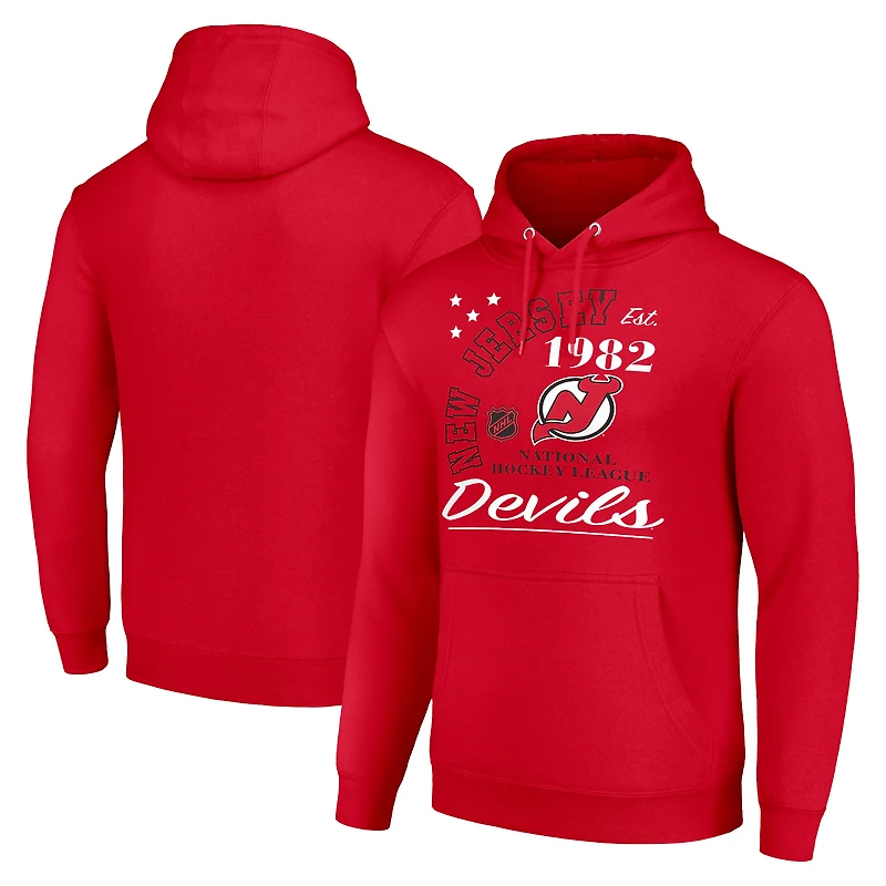 Men's Starter Red New Jersey Devils Arch City Team Graphic Fleece Pullover Hoodie
