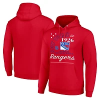Men's Starter  Red New York Rangers Arch City Team Graphic Fleece Pullover Hoodie