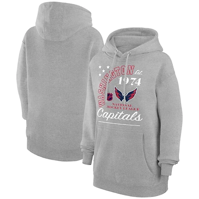 Men's Starter Heather Gray Washington Capitals Arch City Team Graphic Fleece Pullover Hoodie