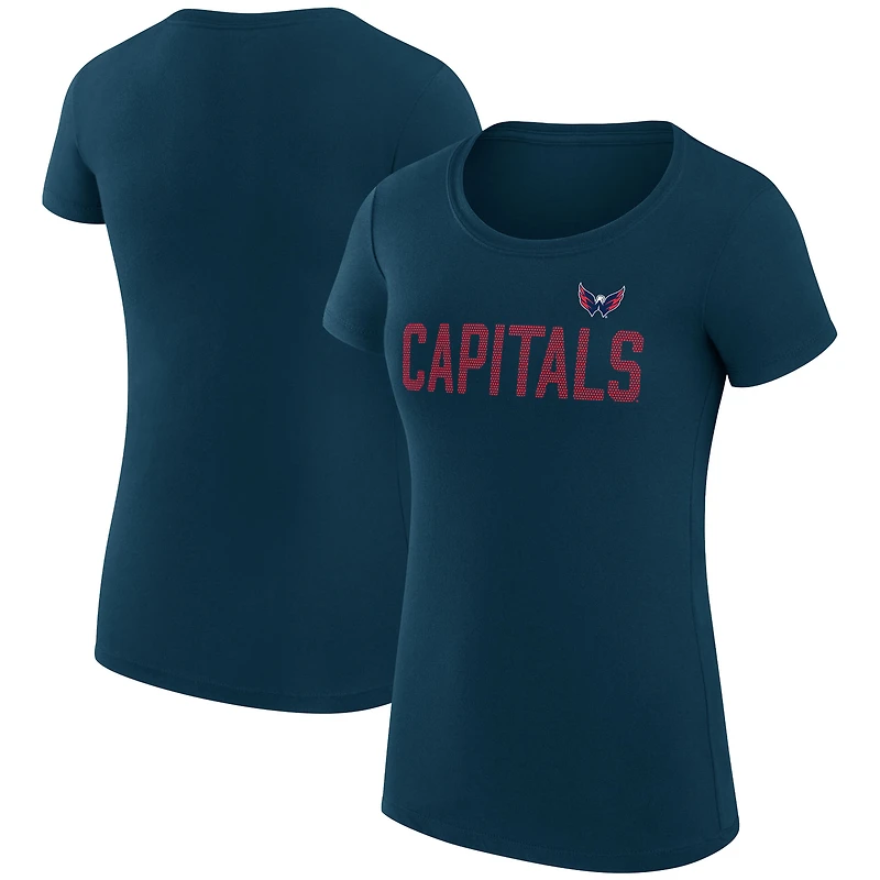 Women's G-III 4Her by Carl Banks Navy Washington Capitals Super-Slim Fit Lightweight Dot Print Team T-Shirt