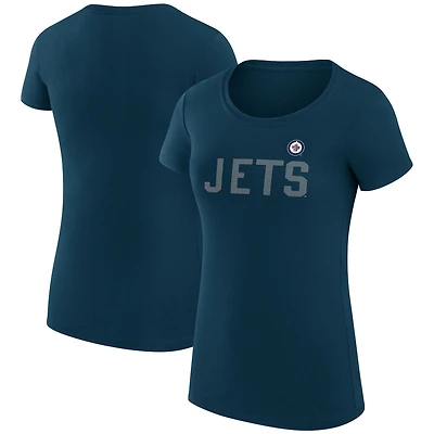Women's G-III 4Her by Carl Banks Navy Winnipeg Jets Super-Slim Fit Lightweight Dot Print Team T-Shirt