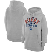 Men's Starter  Heather Gray Edmonton Oilers Puck Pullover Hoodie