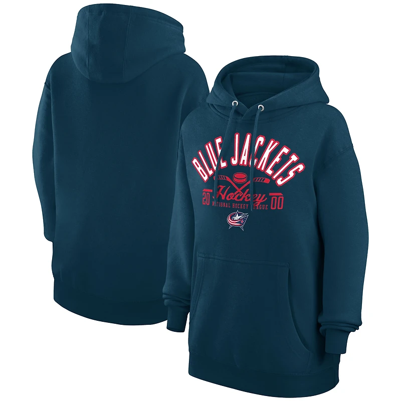Men's Starter Navy Columbus Blue Jackets Puck Pullover Hoodie