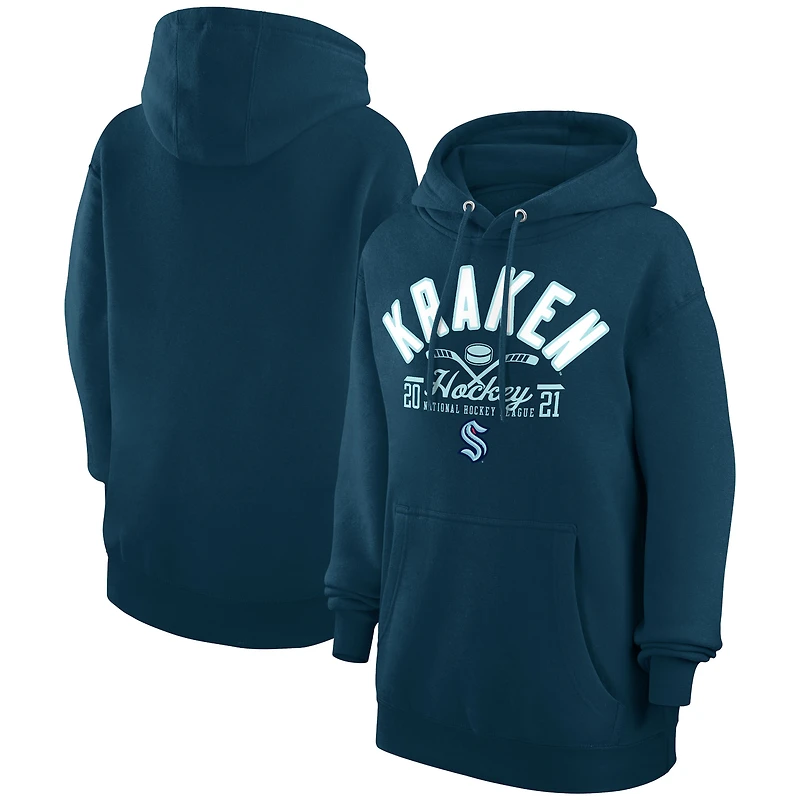 Men's Starter Deep Sea Blue Seattle Kraken Puck Pullover Hoodie