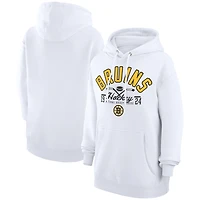 Men's Starter  White Boston Bruins Puck Pullover Hoodie