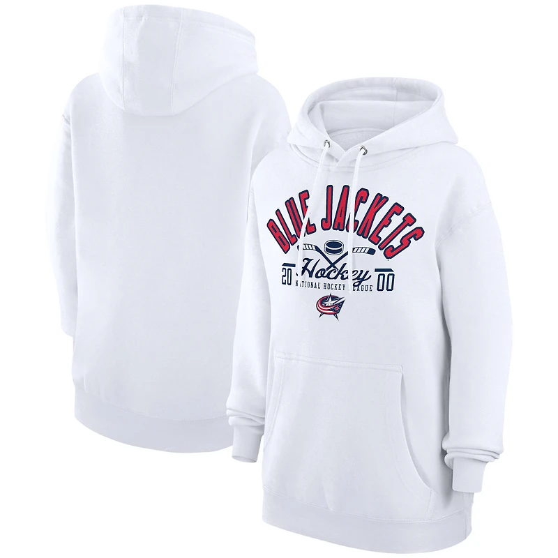 Men's Starter White Columbus Blue Jackets Puck Pullover Hoodie