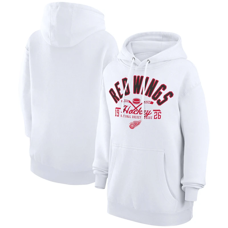 Men's Starter White Detroit Red Wings Puck Pullover Hoodie