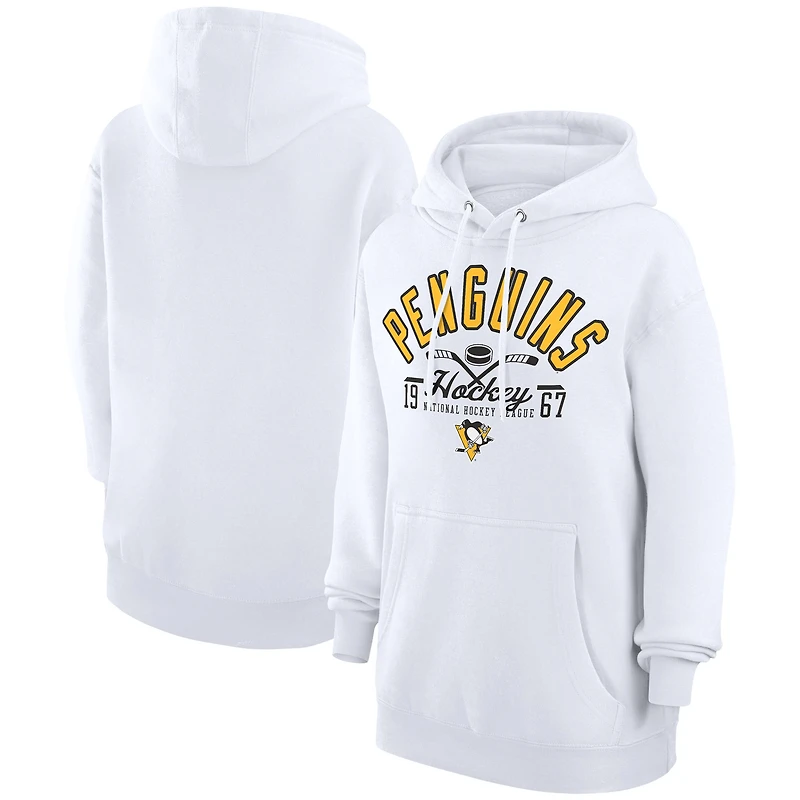 Men's Starter White Pittsburgh Penguins Puck Pullover Hoodie