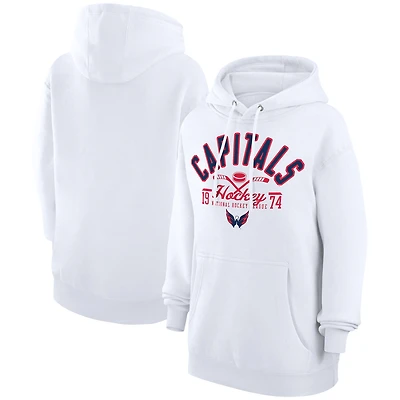 Men's Starter White Washington Capitals Puck Pullover Hoodie