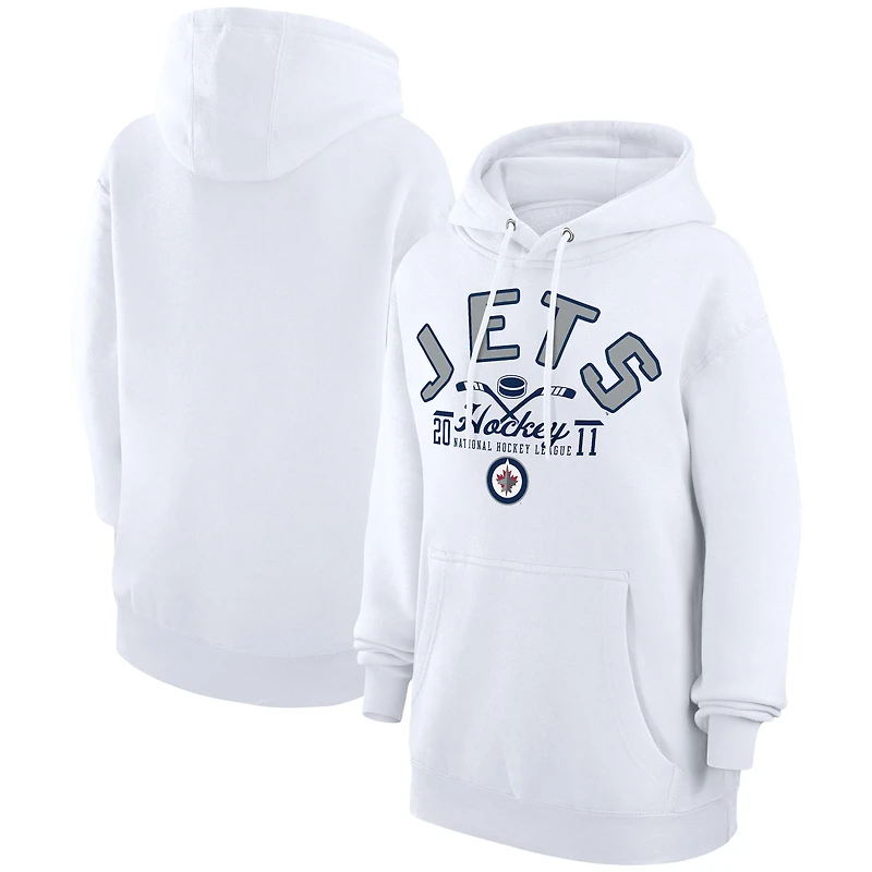 Men's Starter White Winnipeg Jets Puck Pullover Hoodie