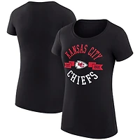 Women's G-III 4Her by Carl Banks Black Kansas City Chiefs Super-Slim Fit Lightweight City Team Graphic Lightweight Crewneck T-Shirt