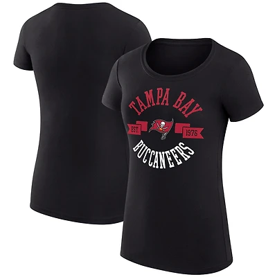 Women's G-III 4Her by Carl Banks Black Tampa Bay Buccaneers Super-Slim Fit Lightweight City Team Graphic Lightweight Crewneck T-Shirt