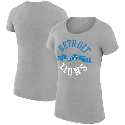 Women's G-III 4Her by Carl Banks Heather Gray Detroit Lions Super-Slim Fit Lightweight City Team Graphic Lightweight Crewneck T-Shirt