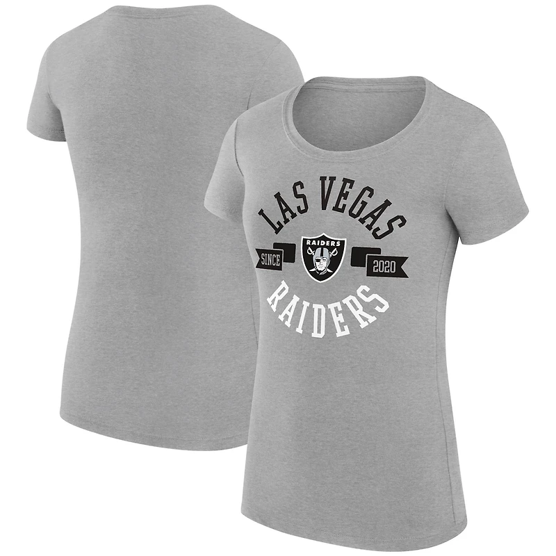 Women's G-III 4Her by Carl Banks Heather Gray Las Vegas Raiders Super-Slim Fit Lightweight City Team Graphic Lightweight Crewneck T-Shirt
