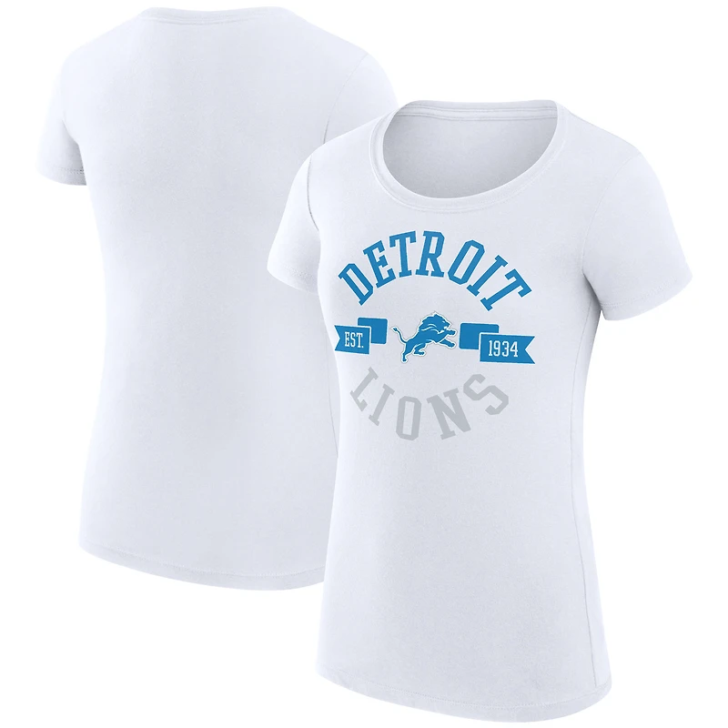 Women's G-III 4Her by Carl Banks White Detroit Lions Super-Slim Fit Lightweight City Team Graphic Lightweight Crewneck T-Shirt