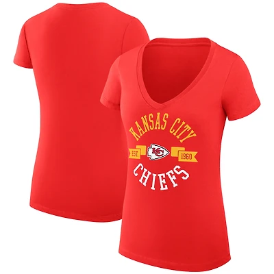 Women's G-III 4Her by Carl Banks Red Kansas City Chiefs Super-Slim Fit Lightweight City Graphic Team V-Neck T-Shirt