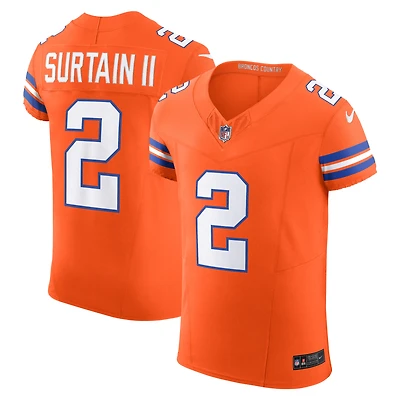Men's Nike Patrick Surtain II Orange Denver Broncos Alternate Vapor F.U.S.E. Elite Jersey
