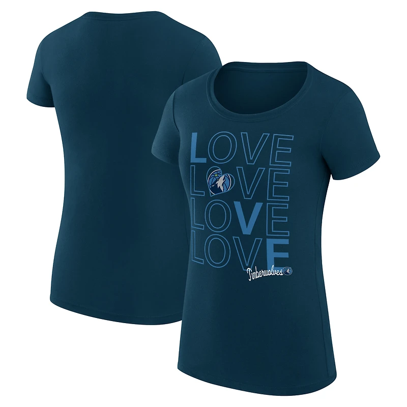 Women's G-III 4Her by Carl Banks Navy Minnesota Timberwolves Super-Slim Fit Lightweight Basketball Love T-Shirt