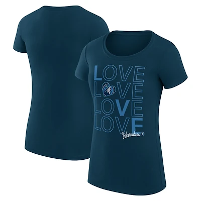 Women's G-III 4Her by Carl Banks Navy Minnesota Timberwolves Super-Slim Fit Lightweight Basketball Love T-Shirt
