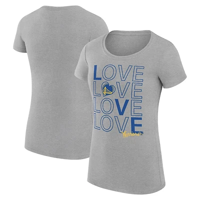 Women's G-III 4Her by Carl Banks Heather Gray Golden State Warriors Super-Slim Fit Lightweight Basketball Love T-Shirt