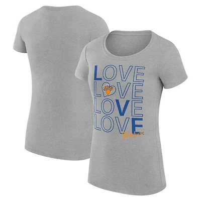 Women's G-III 4Her by Carl Banks Heather Gray New York Knicks Super-Slim Fit Lightweight Basketball Love T-Shirt