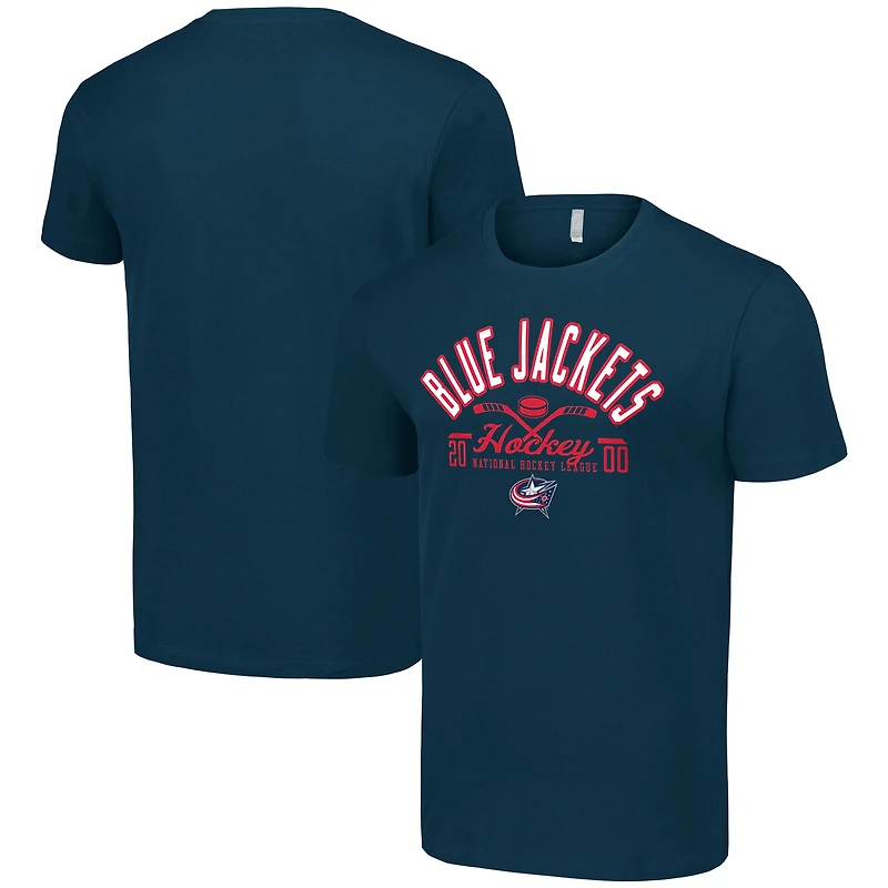 Men's Starter Navy Columbus Blue Jackets Half Puck T-Shirt