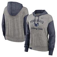 Women's Nike Heather Gray/Navy Penn State Nittany Lions Blitz Color Block Legacy Pullover Hoodie