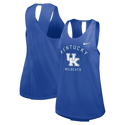 Women's Nike Royal Kentucky Wildcats Primetime Open-Back Crisscross Dri-FIT Tank Top