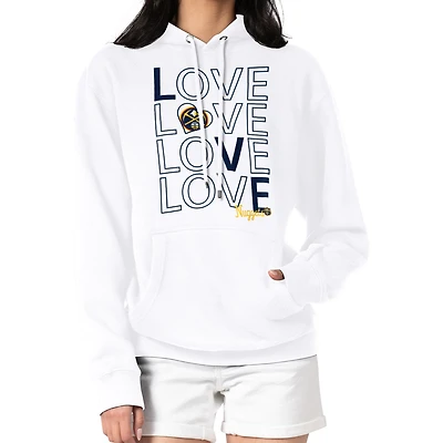 Women's G-III 4Her by Carl Banks  White Denver Nuggets Basketball Love Fleece Pullover Hoodie