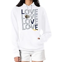 Women's G-III 4Her by Carl Banks  White Denver Nuggets Basketball Love Fleece Pullover Hoodie