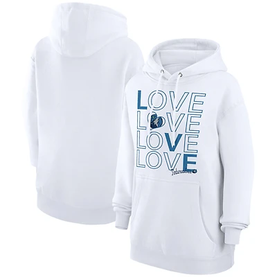 Women's G-III 4Her by Carl Banks  White Minnesota Timberwolves Basketball Love Fleece Pullover Hoodie