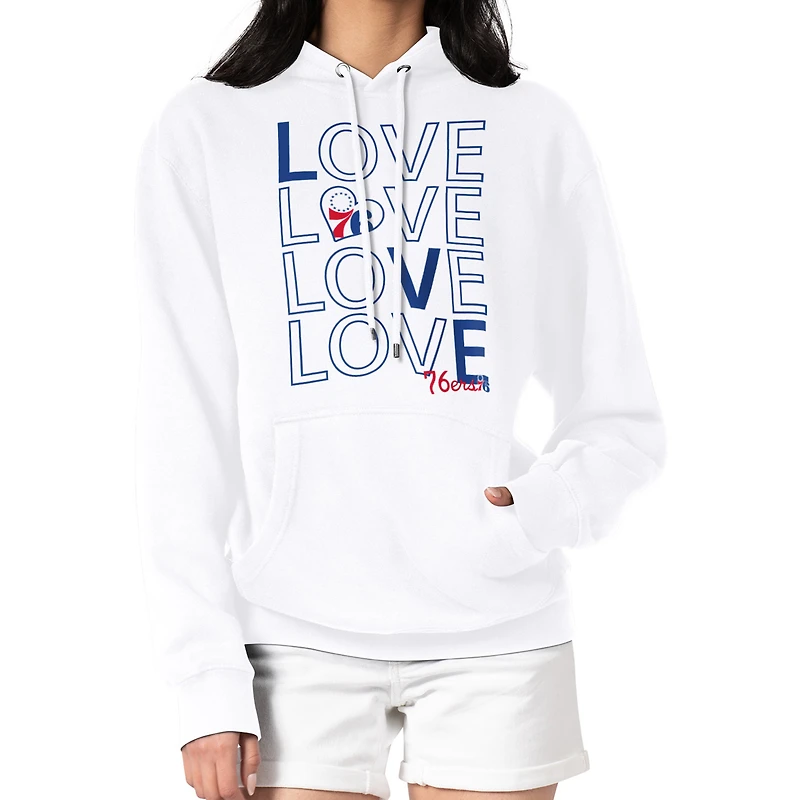 Women's G-III 4Her by Carl Banks  White Philadelphia 76ers Basketball Love Fleece Pullover Hoodie